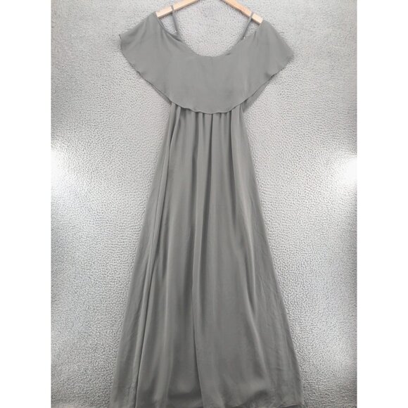 Show Me Your MuMu Dress Womens Medium Caitlin Ruffled Maxi Gray Cold Shoulder - Picture 2 of 11